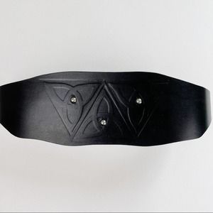 Celtic Tooled Studded Embossed Leather Broad Wide Kidney Belt Motorcycle Viking